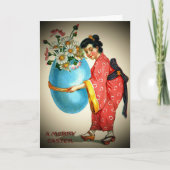 ヴィンテージ日本のレディ、花付き卵花器、ZSSG シーズンカード (正面)