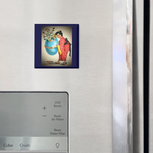 ヴィンテージ日本のレディ、花付き卵花器、ZSSG マグネット (インサイチュ (冷蔵庫))