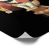 ヴィンテージ日本のレトロすしサムライ猫T-Sh ポスター (角)