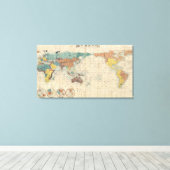 ヴィンテージ日本の世界地図 キャンバスプリント (インサイチュ (ウッドフロア))