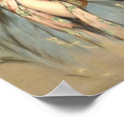 ヴィンテージ日本の付き着物を着た女性 ポスター (角)