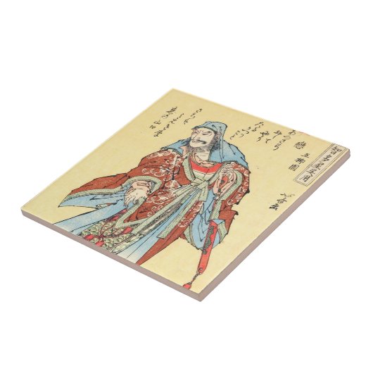 ヴィンテージ日本の侍の絵入れ北斎画 タイル (側面)