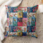 ヴィンテージ日本の刺繍パッチワーク クッション (ブランケット)