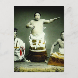 ヴィンテージ日本の力士（旧日本） ポストカード