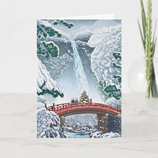 ヴィンテージ日本の図解入りの、写真付きのクリスマスカード カード (正面)