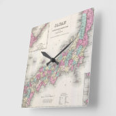ヴィンテージ日本の地図（1855年） スクエア壁時計 (傾斜)