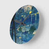 ヴィンテージ日本の夕べ(青) ラウンド壁時計 (傾斜)