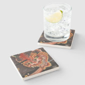 ヴィンテージ日本の妖怪オニキングファインアート ストーンコースター (横)