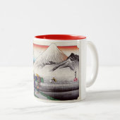 ヴィンテージ日本の山フジウッドブロックプリント ツートーンマグカップ (正面右)