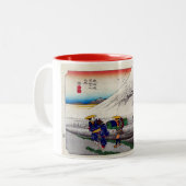 ヴィンテージ日本の山フジウッドブロックプリント ツートーンマグカップ (正面左)