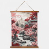 ヴィンテージ日本の桜ウッドトップウォールタペストリー 吊り下げ型タペストリー (正面)
