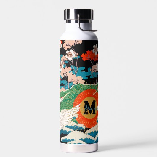 ヴィンテージ日本の桜及びアカツル ウォーターボトル (左面)