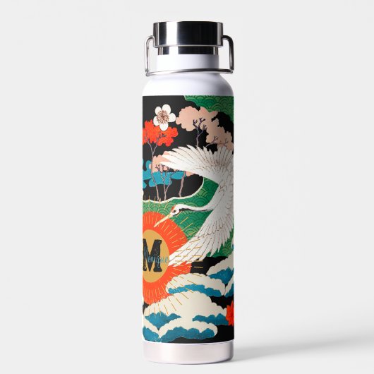 ヴィンテージ日本の桜及びアカツル ウォーターボトル (背面)