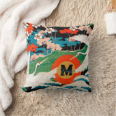 ヴィンテージ日本の桜及びアカツル クッション (ブランケット)