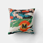 ヴィンテージ日本の桜及びアカツル クッション (裏面)