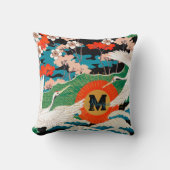 ヴィンテージ日本の桜及びアカツル クッション (正面)