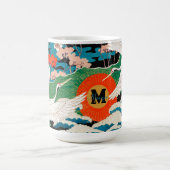 ヴィンテージ日本の桜及びアカツル コーヒーマグカップ (中央)