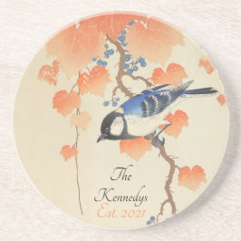 ヴィンテージ日本の水彩鳥プリント コースター