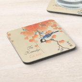 ヴィンテージ日本の水彩鳥プリント コースター (左側)