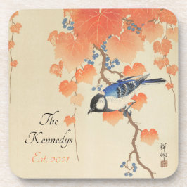 ヴィンテージ日本の水彩鳥プリント コースター