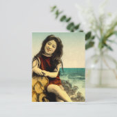 ヴィンテージ日本の水着入浴ビーチ美しい ポストカード (スタンド正面)