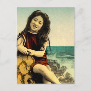 ヴィンテージ日本の水着入浴ビーチ美しい ポストカード