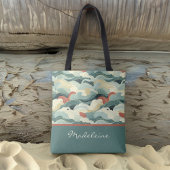 ヴィンテージ日本の波インスパイアとモノグラム トートバッグ