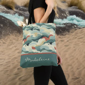 ヴィンテージ日本の波インスパイアとモノグラム トートバッグ