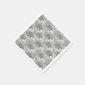 ヴィンテージ日本の波、グレー/グレーと白 スタンダードカクテルナプキン (角)