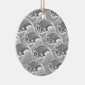 ヴィンテージ日本の波、グレー/グレーと白 セラミックオーナメント (右)