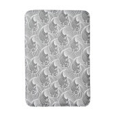 ヴィンテージ日本の波、グレー/グレーと白 バスマット (正面縦)