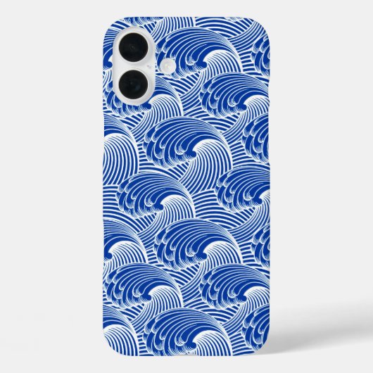 ヴィンテージ日本の波、コバルトブルーとホワイト Case-Mate iPhoneケース (裏面)
