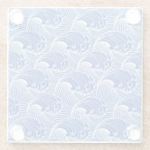 ヴィンテージ日本の波、コバルトブルー、ホワイト  ガラスコースター (裏面)