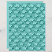 ヴィンテージ日本の波、ターコイズ、アクア (正面/裏面)