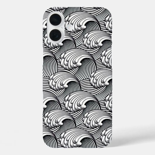 ヴィンテージ日本の波、白黒 Case-Mate iPhoneケース (裏面)