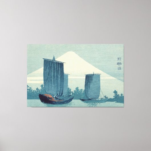 ヴィンテージ日本の浮世絵が浮かぶ世界 キャンバスプリント (正面)