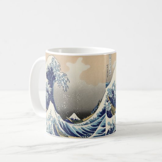 ヴィンテージ日本の浮世絵の波素晴らしは コーヒーマグカップ (正面左)