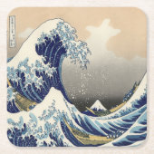 ヴィンテージ日本の浮世絵の波素晴らしは スクエアペーパーコースター (正面)