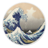 ヴィンテージ日本の浮世絵の波素晴らしは セラミックノブ (正面)