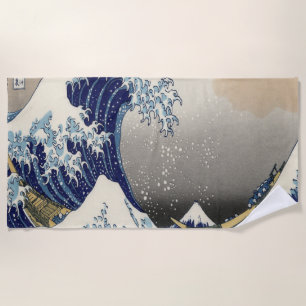 ヴィンテージ日本の浮世絵の波素晴らしは ビーチタオル