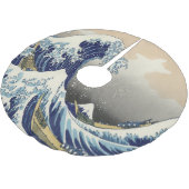 ヴィンテージ日本の浮世絵の波素晴らしは ブラッシュドポリエステルツリースカート (アングル)