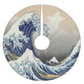 ヴィンテージ日本の浮世絵の波素晴らしは ブラッシュドポリエステルツリースカート (正面)