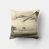 ヴィンテージ日本の浮世絵フローティングワールドアート クッション (裏面)