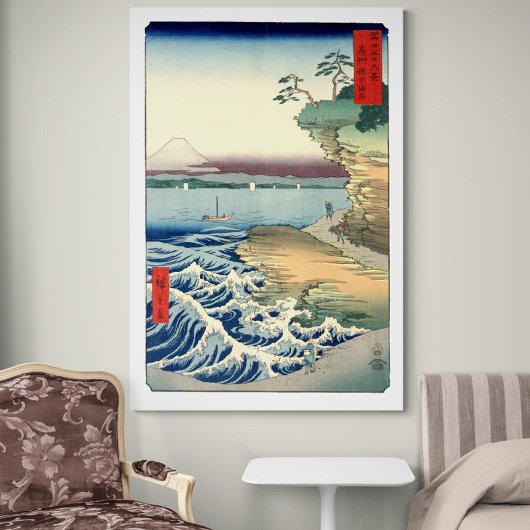 ヴィンテージ日本の浮世絵美術坊主保田の海岸 キャンバスプリント