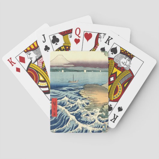 ヴィンテージ日本の浮世絵美術坊主保田の海岸 トランプ (裏面)