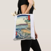 ヴィンテージ日本の浮世絵美術坊主保田の海岸 トートバッグ (クローズアップ)