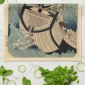 ヴィンテージ日本の海モンスター海坊主,国芳 キッチンタオル (折り畳み)