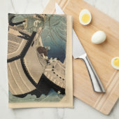 ヴィンテージ日本の海モンスター海坊主,国芳 キッチンタオル (四つ折り)