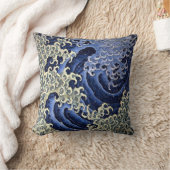 ヴィンテージ日本の海波北斎 クッション (ブランケット)