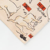 ヴィンテージ日本の猫不気味な木版浮世絵 フリースブランケット (角)
